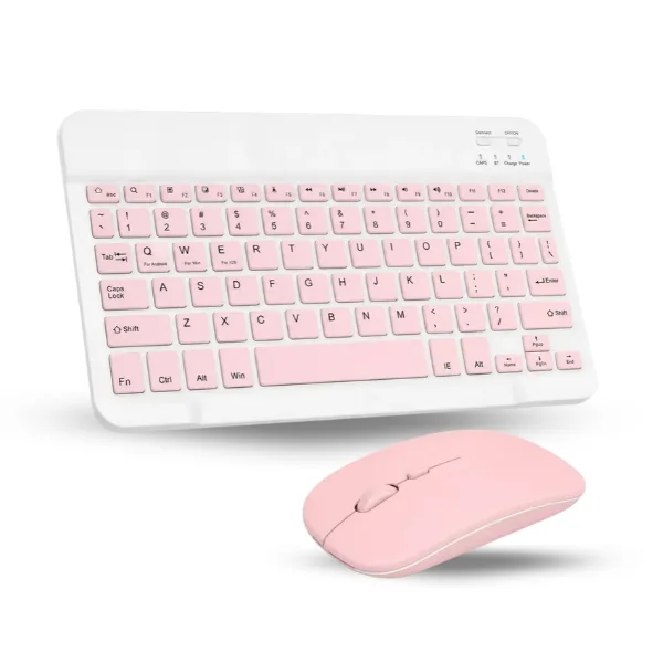 Kit Teclado Y Mouse Bluetooth Rdkm-906 Rosa Rosa
